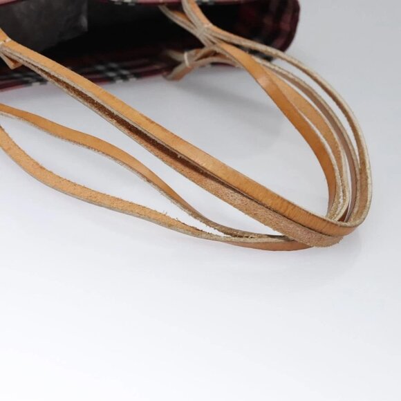 BURBERRY Nova Check Tote Bag Nylon Red Silver Auth - Picture 8 of 15